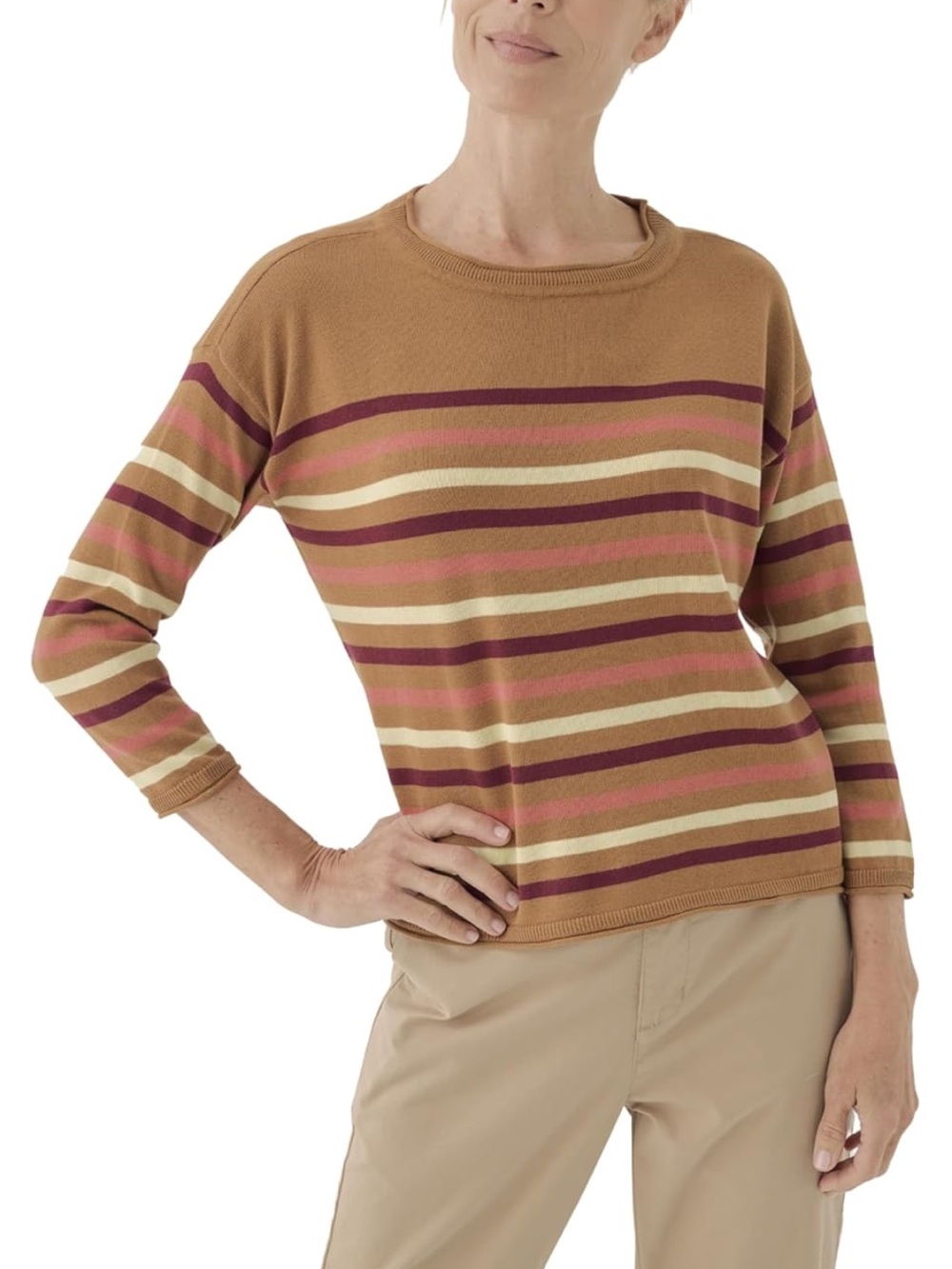 Pact Organic Cotton Knit Wide Neck Striped Sweater